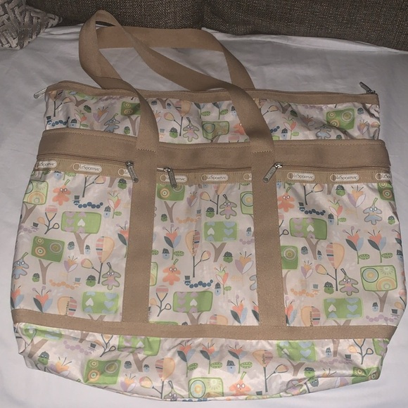 Bnwot LeSportsac Large Nylon Duffle/Tote W Matching Accessorie Bag - Picture 3 of 14